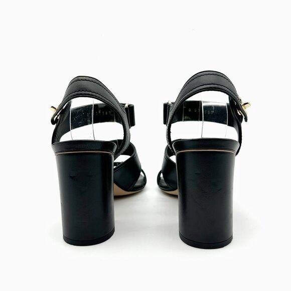 CHANEL 2021 Turnlock Black Slingback Heels Size 39 Interlocking CC Logo Sandals - Picture 6 of 14